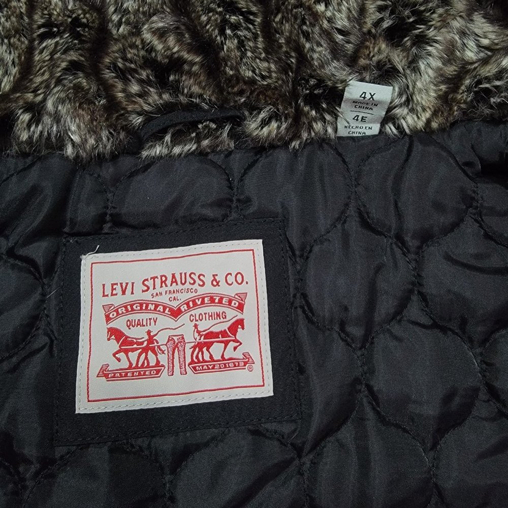 Levis Womens Faux Fur Lined Hooded Parka Jacket Sz 4X - Picture 7 of 10